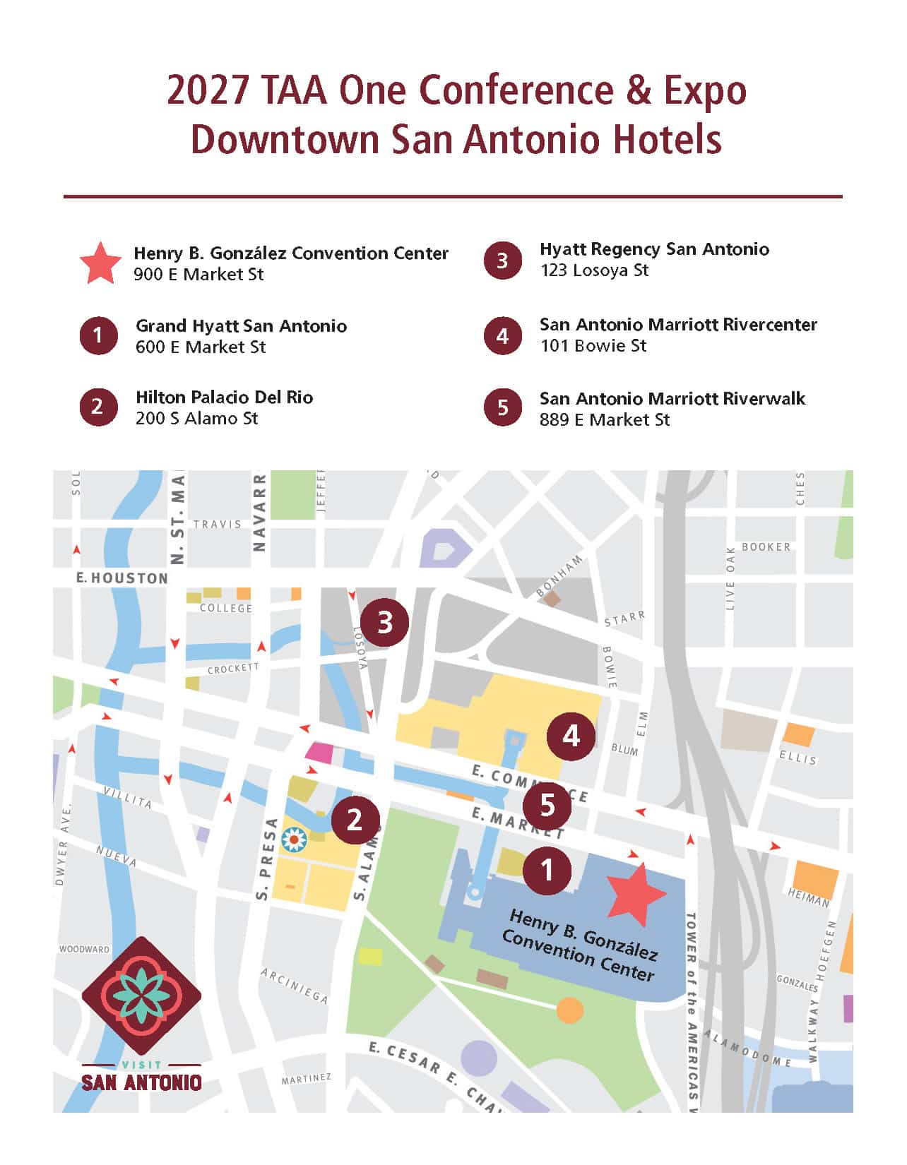2027 TAA ONE Conference & Expo Downtown San Antonio Hotels